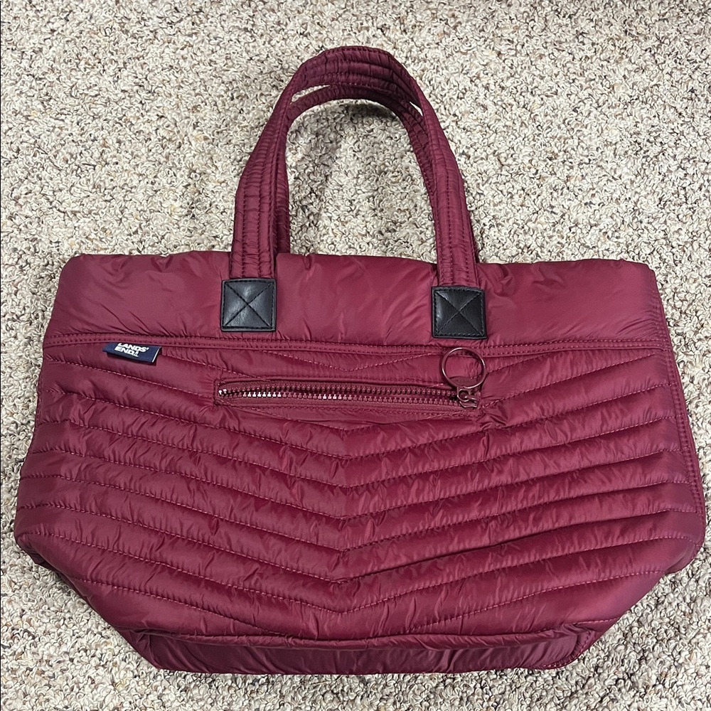 Lands' End Quilted Tote in Burgundy
